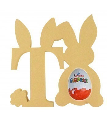 18mm Freestanding wooden Easter Rabbit Letters with Kinder Egg Holder Rabbit - BT NEWS - 200mm Height
